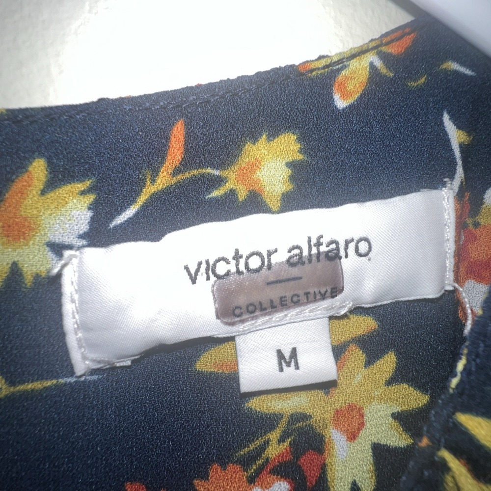 Victor Alfaro‎ Collective Watercolor Floral Midi Dress Size M EUC - MSRP $385 - Picture 2 of 8